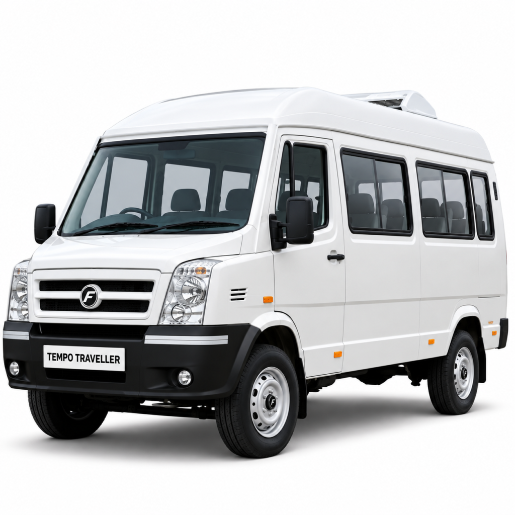 white tempo traveller studio van